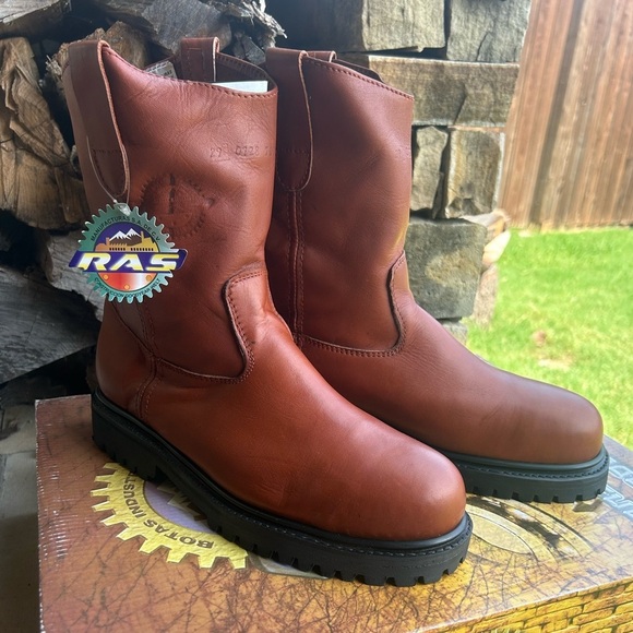 Men's Brown Leather steel toe work Boots Good Year Welt NWT Sz-29 (US 10.5) LocB - Picture 5 of 12